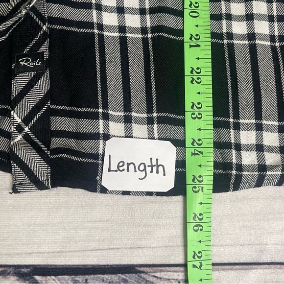 Rails Dylan Plaid Button Down Shirt  Onyx Ivory Women Size XS - Picture 11 of 11